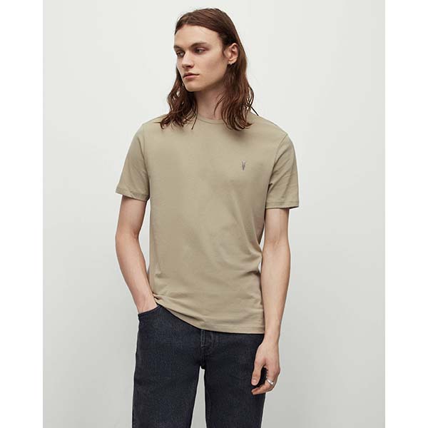 Allsaints Australia Mens Brace Brushed Cotton 3 Pack T-Shirt Green/Pink/White AU79-243